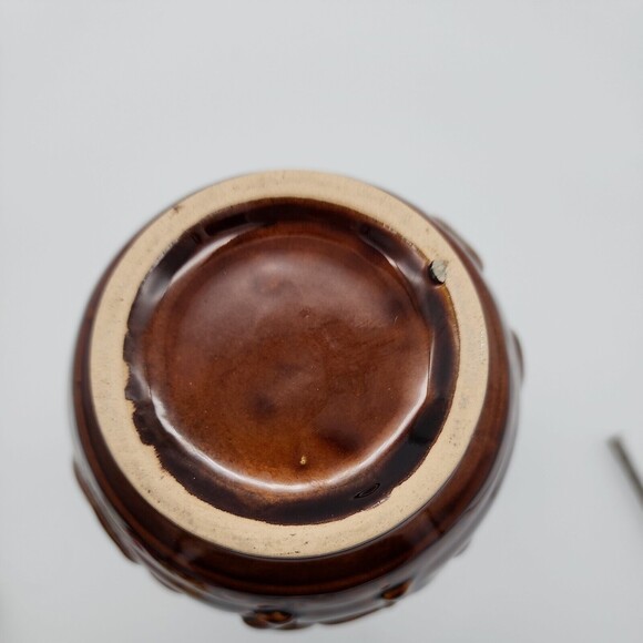 Mysterious Mold Cast Stoneware Brown Glaze Pottery Wine Decanter Monks with Flag - Picture 6 of 12